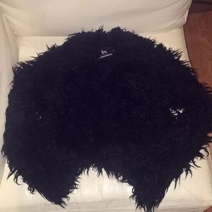 Mini black shaggy fur jacket